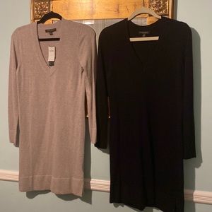 Sweater dress from Italian yarn. Size small. One black and one heather grey/tan.